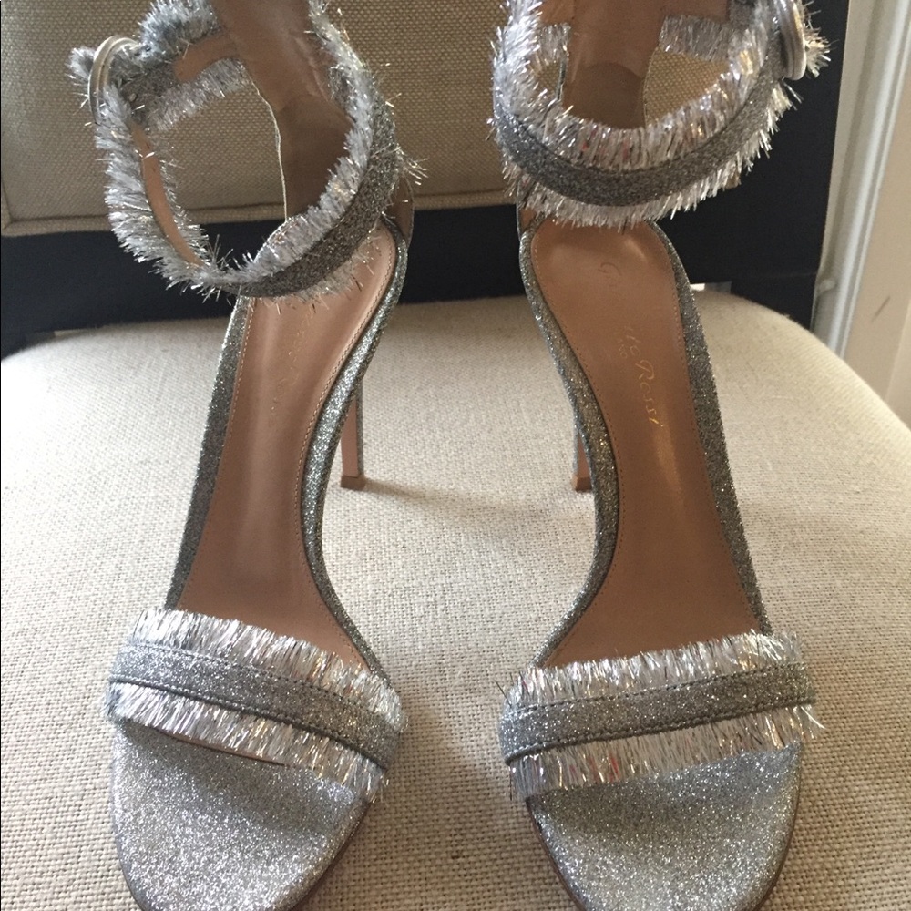 Gianvito Rossi Carib Tinsel Ankle Strap Sandals